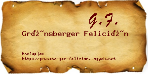Grünsberger Felicián névjegykártya